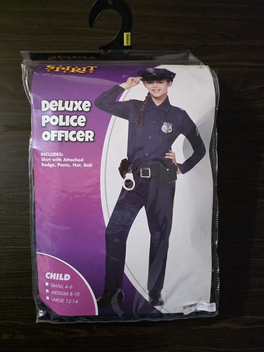 Spirit Deluxe Police Officer Kids Costume - Navy Blue Size Medium 8/10